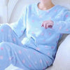 Trendy Pajama Women Thick Flannel Warm Female Winter Pajama Set Long Sleeve Full Trousers Two Piece Pajamas Cartoon Pajamas Women Pajamas Set Sleepwear Autumn Plus Size Top Long Pant Sleepwear Girls Pajamas by Stevvex