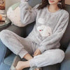 Trendy Pajama Women Thick Flannel Warm Female Winter Pajama Set Long Sleeve Full Trousers Two Piece Pajamas Cartoon Pajamas Women Pajamas Set Sleepwear Autumn Plus Size Top Long Pant Sleepwear Girls Pajamas by Stevvex