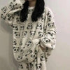 Trendy Pajama Women Thick Flannel Warm Female Winter Pajama Set Long Sleeve Full Trousers Two Piece Pajamas Cartoon Pajamas Women Pajamas Set Sleepwear Autumn Plus Size Top Long Pant Sleepwear Girls Pajamas by Stevvex