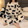 Trendy Pajama Women Thick Flannel Warm Female Winter Pajama Set Long Sleeve Full Trousers Two Piece Pajamas Cartoon Pajamas Women Pajamas Set Sleepwear Autumn Plus Size Top Long Pant Sleepwear Girls Pajamas by Stevvex