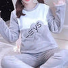 Trendy Pajama Women Thick Flannel Warm Female Winter Pajama Set Long Sleeve Full Trousers Two Piece Pajamas Cartoon Pajamas Women Pajamas Set Sleepwear Autumn Plus Size Top Long Pant Sleepwear Girls Pajamas by Stevvex