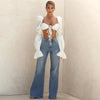 Trendy Summer cute casual elegant puff long sleeve ruffle lace up best fashion Ruched crop top shirts by Stevvex