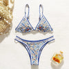 Triangle Micro Bikini Set Vintage Print Swimsuit Women's Swimming Suit Hollow Out Swimwear Padded Push Up Bikini Set Swimwear Beachwear Swimsuit High Cut Bathing Suit Swim by Stevvex