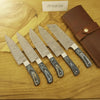 5-Piece Damascus Japanese-Style Knife Set — Chef, Santoku, Utility, Nakiri, Paring Blades by JW SteelCrafts