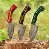 Acid Washed High Carbon Steel Hunting Knife — Pinecone Resin Handle in Red, Black or Green by JW SteelCrafts