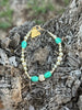 Turquoise And Gold Beaded Bracelet by Wild Junkie
