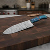 8-Inch Gyuto Chef Knife Twisted Damascus Blade with Blue & Red Pakka Wood Handle (Full Tang, Hand-Forged) by JW SteelCrafts