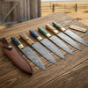 6-Piece Twisted Damascus Chef Knife Set with Multi-Color Handles by JW SteelCrafts