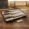 3-Piece Twisted Damascus Cooks Knife Set with Brown Pakka Wood Handles by JW SteelCrafts