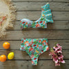 Two-Pieces Women Floral Push-Up Padded Bra Ruffles Bikini Set Swimsuit Swimwear Bathing Suit Beachwear Floral Printed Swimsuit Knotted String Triangle Bikini Tie Side High Cut Cheeky Bikini Set by Stevvex