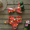 Two-Pieces Women Floral Push-Up Padded Bra Ruffles Bikini Set Swimsuit Swimwear Bathing Suit Beachwear Floral Printed Swimsuit Knotted String Triangle Bikini Tie Side High Cut Cheeky Bikini Set by Stevvex