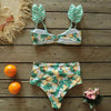 Two-Pieces Women Floral Push-Up Padded Bra Ruffles Bikini Set Swimsuit Swimwear Bathing Suit Beachwear Floral Printed Swimsuit Knotted String Triangle Bikini Tie Side High Cut Cheeky Bikini Set by Stevvex