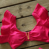 Two-Pieces Women Floral Push-Up Padded Bra Ruffles Bikini Set Swimsuit Swimwear Bathing Suit Beachwear Floral Printed Swimsuit Knotted String Triangle Bikini Tie Side High Cut Cheeky Bikini Set by Stevvex