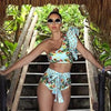 Two-Pieces Women Floral Push-Up Padded Bra Ruffles Bikini Set Swimsuit Swimwear Bathing Suit Beachwear Floral Printed Swimsuit Knotted String Triangle Bikini Tie Side High Cut Cheeky Bikini Set by Stevvex