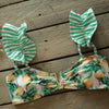 Two-Pieces Women Floral Push-Up Padded Bra Ruffles Bikini Set Swimsuit Swimwear Bathing Suit Beachwear Floral Printed Swimsuit Knotted String Triangle Bikini Tie Side High Cut Cheeky Bikini Set by Stevvex