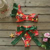 Two-Pieces Women Floral Push-Up Padded Bra Ruffles Bikini Set Swimsuit Swimwear Bathing Suit Beachwear Floral Printed Swimsuit Knotted String Triangle Bikini Tie Side High Cut Cheeky Bikini Set by Stevvex
