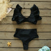 Two-Pieces Women Floral Push-Up Padded Bra Ruffles Bikini Set Swimsuit Swimwear Bathing Suit Beachwear Floral Printed Swimsuit Knotted String Triangle Bikini Tie Side High Cut Cheeky Bikini Set by Stevvex