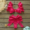 Two-Pieces Women Floral Push-Up Padded Bra Ruffles Bikini Set Swimsuit Swimwear Bathing Suit Beachwear Floral Printed Swimsuit Knotted String Triangle Bikini Tie Side High Cut Cheeky Bikini Set by Stevvex