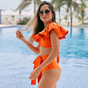Two-Pieces Women Floral Push-Up Padded Bra Ruffles Bikini Set Swimsuit Swimwear Bathing Suit Beachwear Floral Printed Swimsuit Knotted String Triangle Bikini Tie Side High Cut Cheeky Bikini Set by Stevvex