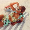 Two-Pieces Women Floral Push-Up Padded Bra Ruffles Bikini Set Swimsuit Swimwear Bathing Suit Beachwear Floral Printed Swimsuit Knotted String Triangle Bikini Tie Side High Cut Cheeky Bikini Set by Stevvex