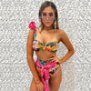 Two-Pieces Women Floral Push-Up Padded Bra Ruffles Bikini Set Swimsuit Swimwear Bathing Suit Beachwear Floral Printed Swimsuit Knotted String Triangle Bikini Tie Side High Cut Cheeky Bikini Set by Stevvex