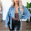 Unique Design Women's Denim Cropped Jacket Female Pockets Hole Short Jean Jackets Ladies Fashionable Button Casual Solid Coats by Stevvex