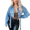 Unique Design Women's Denim Cropped Jacket Female Pockets Hole Short Jean Jackets Ladies Fashionable Button Casual Solid Coats by Stevvex