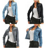 Unique Design Women's Denim Cropped Jacket Female Pockets Hole Short Jean Jackets Ladies Fashionable Button Casual Solid Coats by Stevvex