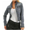 Unique Design Women's Denim Cropped Jacket Female Pockets Hole Short Jean Jackets Ladies Fashionable Button Casual Solid Coats by Stevvex
