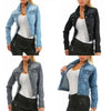 Unique Design Women's Denim Cropped Jacket Female Pockets Hole Short Jean Jackets Ladies Fashionable Button Casual Solid Coats by Stevvex