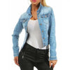Unique Design Women's Denim Cropped Jacket Female Pockets Hole Short Jean Jackets Ladies Fashionable Button Casual Solid Coats by Stevvex