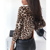 Unique Design Women's Snakeskin Leopard Print Blouse Ladies Casual Long Sleeve V-neck Button Down Bodycon Slim Fit Tops by Stevvex