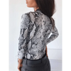 Unique Design Women's Snakeskin Leopard Print Blouse Ladies Casual Long Sleeve V-neck Button Down Bodycon Slim Fit Tops by Stevvex