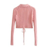 Unique Design Women's Sweater Solid Cross V-Neck Lace Up Bow Jumpers Long Sleeve Cardigan Female Spring Knitted Coat by Stevvex
