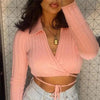 Unique Design Women's Sweater Solid Cross V-Neck Lace Up Bow Jumpers Long Sleeve Cardigan Female Spring Knitted Coat by Stevvex