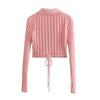 Unique Design Women's Sweater Solid Cross V-Neck Lace Up Bow Jumpers Long Sleeve Cardigan Female Spring Knitted Coat by Stevvex