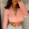 Unique Design Women's Sweater Solid Cross V-Neck Lace Up Bow Jumpers Long Sleeve Cardigan Female Spring Knitted Coat by Stevvex