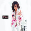 Unique Nature Design Women's jackets Floral Printed Ladies Zipper Up Bomber Outwear Spring Long Sleeve Short Thin Slim Casual Pocket Biker Coats by Stevvex