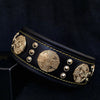 The "Maximus" collar 2.5 inch wide black & gold by Bestia Dog Gear