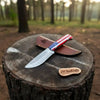 Damascus Steel USA Flag Outdoor Knife — Wave Pattern Blade, American Flag Resin Handle by JW SteelCrafts