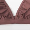 V-neck Ruffled High-waist Bikini Sets Swimsuit Womens Ruffle Flounce Triangle Bathing Suits Cute Two Piece Swimsuits Women Solid Brown Two Pieces Swimwear New Beach Bathing Suits by Stevvex