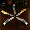 Fish-Style Damascus Folding Knife | 5 Color Variants | Hand-Engraved Collectible by JW SteelCrafts