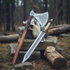 Custom Handmade Stainless Steel Double Handed Viking axe set with Handmade Gladius piece by JW SteelCrafts