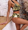 Vintage Black Print Women's Bikini Set Women's Halter Beautiful Print High Waist Swimsuit Bathing Suits Bikini Set Lace Strappy Padded Bra High Waist Bottoms Swimsuit Fashion Female Beachwear Luxury Swimwear by Stevvex