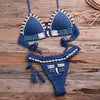 Vintage Blue Bikinis 2 Piece Halter Bikini Set Women High Waist Sequin Swimsuit Set Handmade Crochet High Quality Swimsuit Women Push Up Swimwear Knitted Beach Wear Bathing Suit by Stevvex