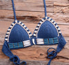 Vintage Blue Bikinis 2 Piece Halter Bikini Set Women High Waist Sequin Swimsuit Set Handmade Crochet High Quality Swimsuit Women Push Up Swimwear Knitted Beach Wear Bathing Suit by Stevvex