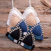 Vintage Blue Bikinis 2 Piece Halter Bikini Set Women High Waist Sequin Swimsuit Set Handmade Crochet High Quality Swimsuit Women Push Up Swimwear Knitted Beach Wear Bathing Suit by Stevvex