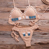 Vintage Blue Bikinis 2 Piece Halter Bikini Set Women High Waist Sequin Swimsuit Set Handmade Crochet High Quality Swimsuit Women Push Up Swimwear Knitted Beach Wear Bathing Suit by Stevvex
