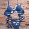 Vintage Blue Bikinis 2 Piece Halter Bikini Set Women High Waist Sequin Swimsuit Set Handmade Crochet High Quality Swimsuit Women Push Up Swimwear Knitted Beach Wear Bathing Suit by Stevvex