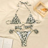 Vintage Print Bikini Female Handwork Small Ruffle Swimming Suit For Women Swimwear High Cut Bikini Set String Print Halter String Triangle Bikini Set Luxury Swimwear Two Piece Swimsuit by Stevvex